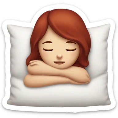 Dark red hair girl sleeping with pillow sticker