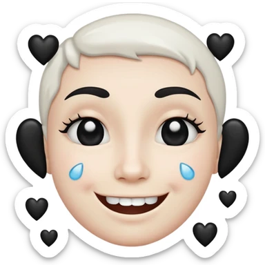 Smiley qui sourit avec des cœur noir et des larmes  sticker