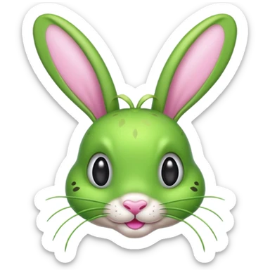 Green Grasshopper with pink bunny ear headband sticker