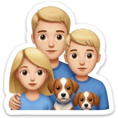 Brother and sister with dog faces  sticker