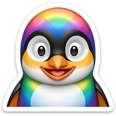 Rainbow penguin happy sticker