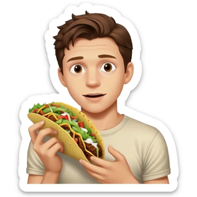 Tom Holland eating tacos  sticker