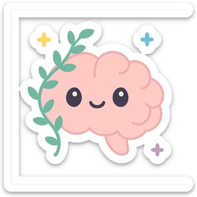 Remove the background so the brain with vine is on a transparent background, keeping the warm, inviting, positive mental health vibe. sticker