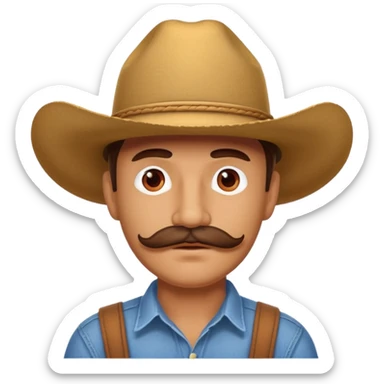 red mustache man with a cowboy hat sticker