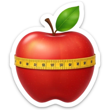apple with a measuring tape sticker