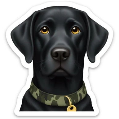 Black lab with camouflage collar  sticker