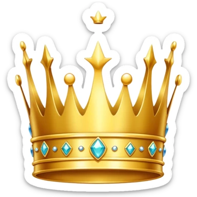 A simple, cartoon-style golden crown with minimal details, floating on its own and slightly sparkling to convey a premium, regal feel. sticker