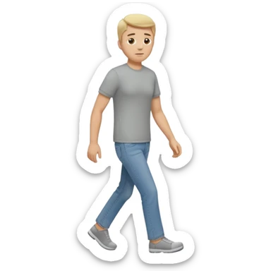 White male walking to the left full body in jeans and grey t-shirt sticker