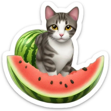 cat on a watermelon sticker