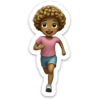 little doll running in the forest sticker