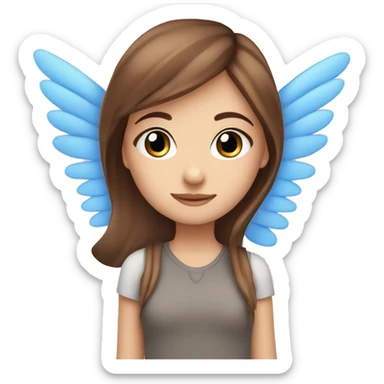 Blue eyes and brown hair girl with wings ￼ sticker