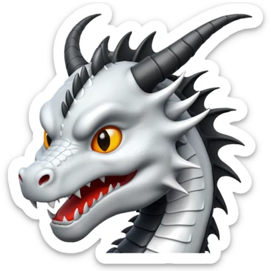 Black and white dragon emoji text sticker