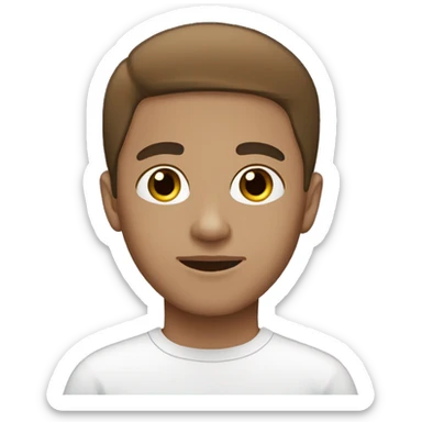 Lighskin boy brown eyes white face mask sticker