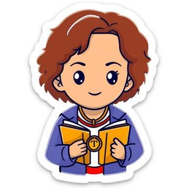 Hermione Granger with books and a time turner necklace sticker