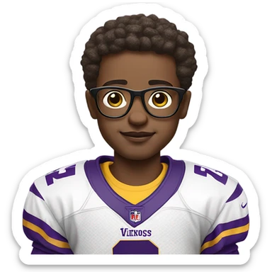 meme boy in glasses wearing a Minnesota Vikings jersey ￼ sticker