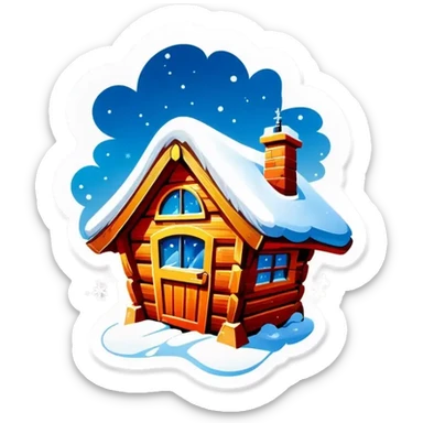 Blaue Holzhütte, im Winter sticker