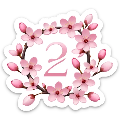 cherry blossom and the number ‘25’ sticker