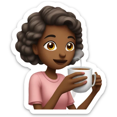 Girl sipping tea sticker