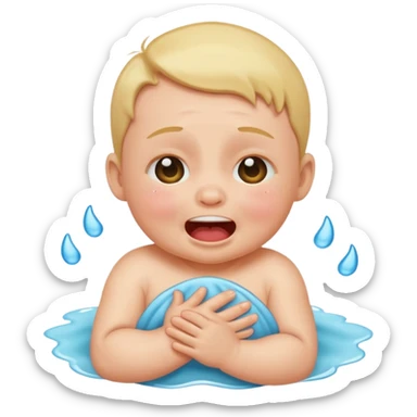 A baby crying laughing sticker