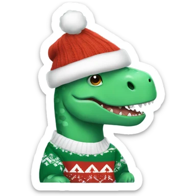A Dino wearing a Christmas Sweater sticker