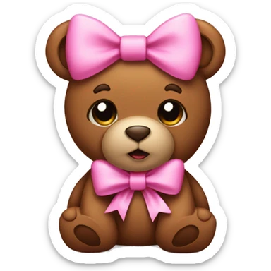 Brown teddy with a pink bow sticker