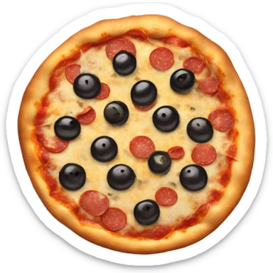 Pizza with black olive slices and pepperonis sticker