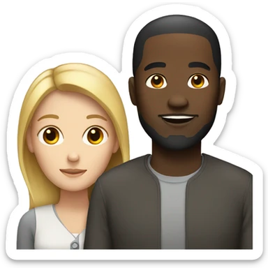 couple white woman and black man sticker