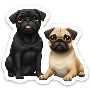 Black pug and fawn pug sticker