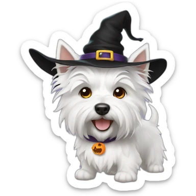 Westie witch sticker