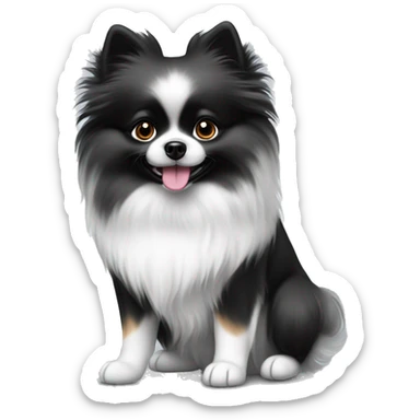 Black and white Merle Pomeranian girl dog sticker