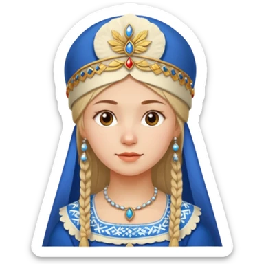 Russian Slavic girl in traditional dress with kokoshnik on her head sticker