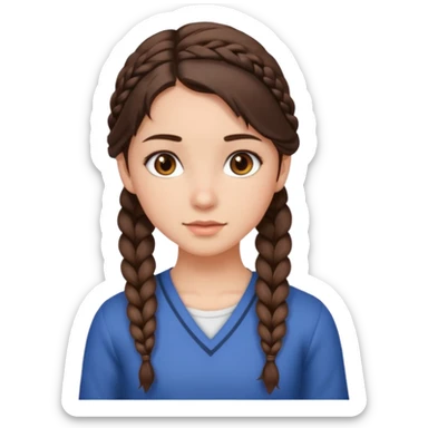 Make me a brunette girl, with brown (dark) eyes and a side braid sticker