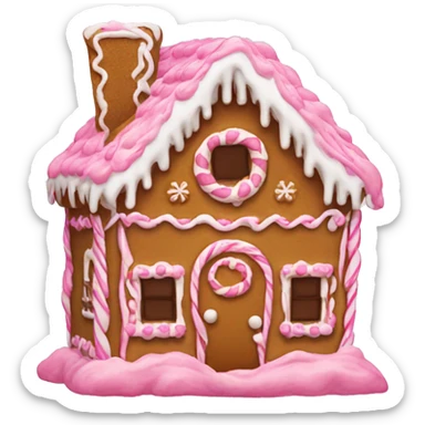 gingerbread house with pink frosting sticker