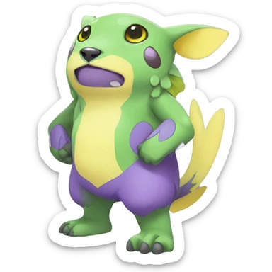 Cute cool green yellow purple animal hybrid Fakemon full body sticker