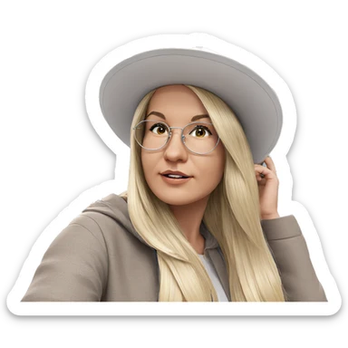 blonde girl in indoor hat sticker