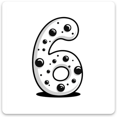 Handdrawn number six with pearl accents sticker