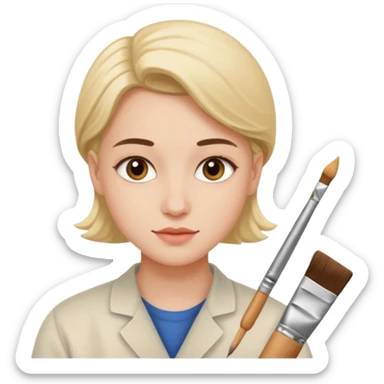 the artist paints a portrait sticker