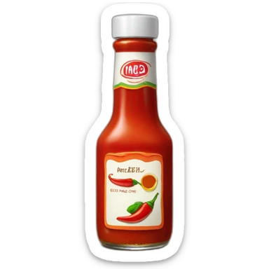Bottle of hot sauce with no text and no image other than a red chile sticker