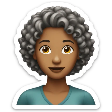 Lady with curly hair sticker