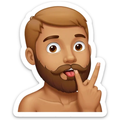 Guy with beard nom nom nom licking fingers sticker