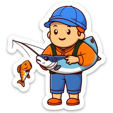 fisherman wearing a blue cap sticker