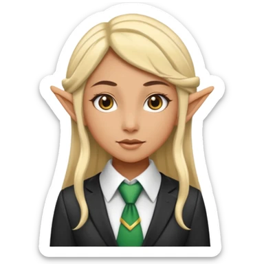 female elf with tie, business sticker