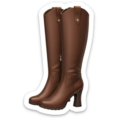 Dark brown tall leather boots with heels sticker