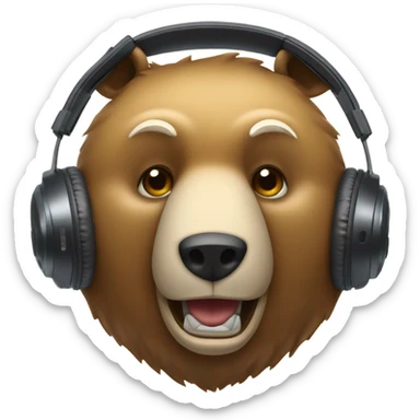 Bear with gaming headset head banging sticker
