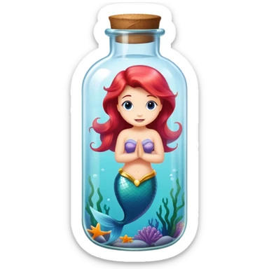 little mermaid in bottle sticker
