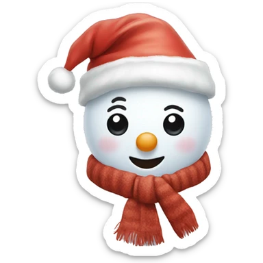 Snowman with a Santa hat sticker