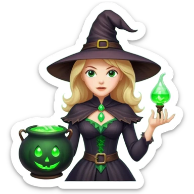 Nicole Kidman making green glowing potion in witch costume sticker