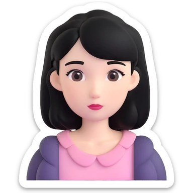 aesthetic girl with black hair, subtle blush sticker