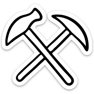A hammer and sickle tool symbol with the hammer and sickle crossed sticker