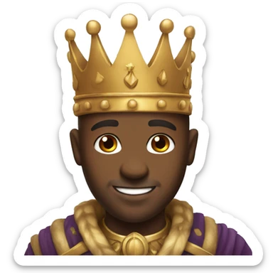 Bald crowned brown skinned king, smiling sticker